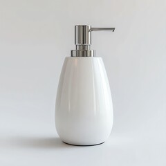 Obraz premium Elegant white soap dispenser with a modern design, isolated on a clean background.