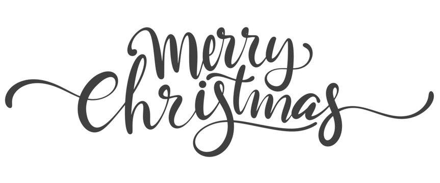 Merry christmas hand lettering calligraphy isolated on white background. Vector holiday illustration element. Merry Christmas script calligraphy