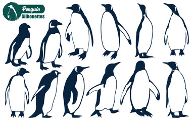 Obraz premium Penguin line art or silhouettes vector illustration