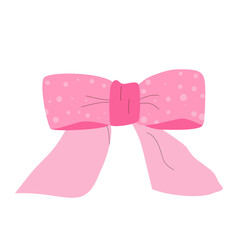 Silk band isolated on white background. Cute bow. Vector hand drawn bow knot illustration