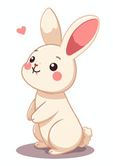 Obraz premium Cute Cartoon Rabbit Looking Up 
