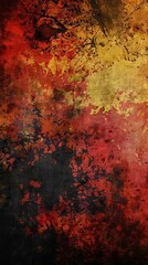 Obraz premium Vibrant abstract grunge background featuring a dynamic mix of red, yellow, and black paint splatter textures.
