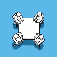 Obraz premium Meeting around a table, top view. 