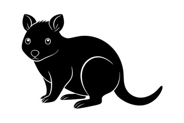 Silhouette of a Small Round Marsupial Quokka with a Friendly Face Vector Illustration