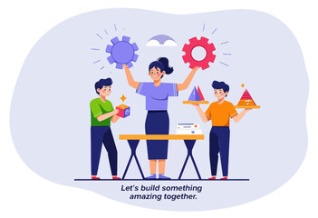 Teacher and Students Building Together 
