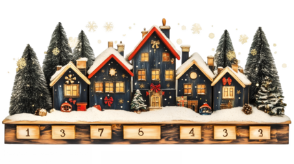 Christmas Advent Calendar with Festive Countdown, Isolated on White, PNG File, Transparent Background