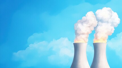 Nuclear plant, white isolate background