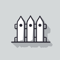White picket fence icon with shadow