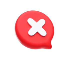 Cross mark 3d icon illustration