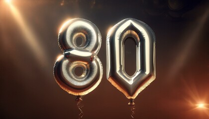 silver foil balloon 80 floats in neutral space