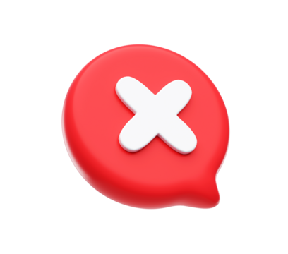Cross mark 3d icon illustration