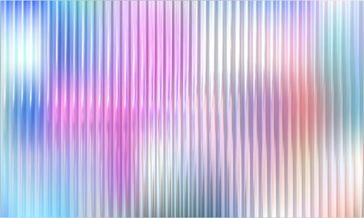 Ribbed glass with pastel colors. 3D glass background with refraction and holographic effect. Vector illustration