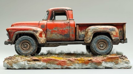 Detailed Miniature Toy Pickup Truck Model on Neutral Base for Collectors and Enthusiasts