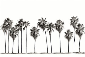 Vintage style palm trees on a white background. Represents classic and timeless