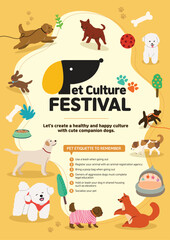 Healthy and happy dog ​​culture campaign poster featuring cute puppies
