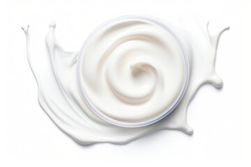 White cream moisturizer Pour onto the puff pad. on a white background