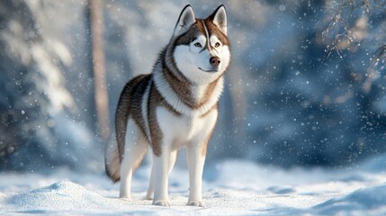 Naklejka premium Siberian Husky in Icy Winter Terrain