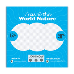 Travel and tour social media post  instagram post or web banner template, tourism traveling social media post design,
