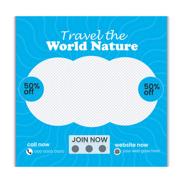 Travel and tour social media post  instagram post or web banner template, tourism traveling social media post design,