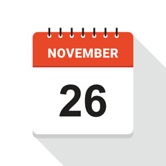 November 26 Calendar Date icon