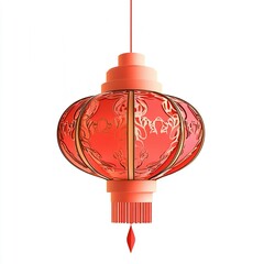 Obraz premium Vector cartoon icons set of oriental paper lamps with gold ornament and tassels from China.Chinese festival red lanterns, traditional decoration,asian New Year celebration.illustration
