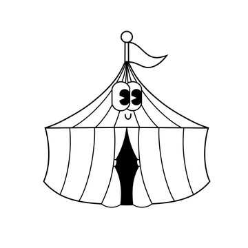 recommend clip art: Doodle cute character illustration circus tent sticker outline