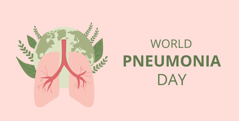 World pneumonia day banner template. Vector flat illustration.