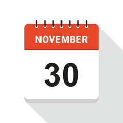 November 30 Calendar Date icon