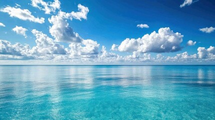 Vast open ocean with calm waters stretching to the horizon under a clear blue sky