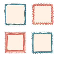 Vector Illustration of assorted doodle square frames. Vector illustration