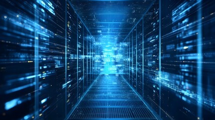 Obraz premium Futuristic visualization of edge computing technology and digital infrastructure on a dynamic high tech background Depicting the interconnected