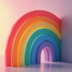 Vibrant Rainbow Arch in Pastel Background - Perfect for Cheerful Decor

