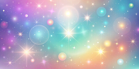 Ethereal pastel galaxy gradient radiates enchanting cosmic atmosphere filled with shimmering stars and luminous orbs, creating dreamy celestial scene