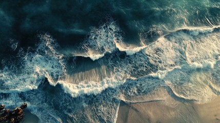 Fototapeta premium Waves shaping the shoreline of a developing island, slowly eroding and forming new beaches
