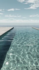 Obraz premium Serene Minimalist Pool Edge, tranquil clear water, elegant simplicity, inviting calmness, perfect for relaxation and contemplation