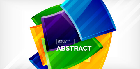 Round 3d shapes, plates background. Creative composition design template