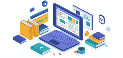 Online course dashboard displaying modules of textbased lessons, text learning, elearning platform