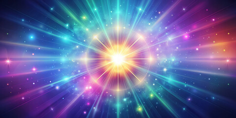 Obraz premium vibrant cosmic explosion of colors radiates from central point, creating mesmerizing gradient of pastel hues. This stunning visual evokes sense of wonder and awe