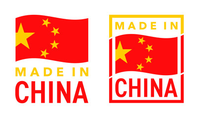 Made in China label - national flag in catchy frame