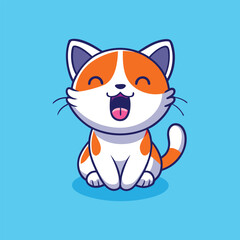 Cute Cartoon Cat Sitting With Tongue Out