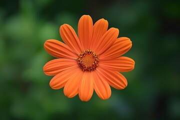 A vibrant orange flower floating gracefully in a green garden setting