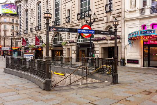 Underground entrance on Piccadilly circus in London, UK
