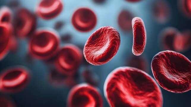 Microscopic view of detailed red blood cell patterns and structures in hemoglobin typing test results used for diagnosis and identification of thalassemia and other blood disorders