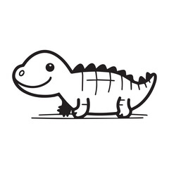 Fototapeta premium Cute Cartoon Reptile Character in Simple Design