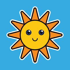 Bright Sun Sticker With Simple Rays and Bold Outline for Eye catching, Cheerful Design