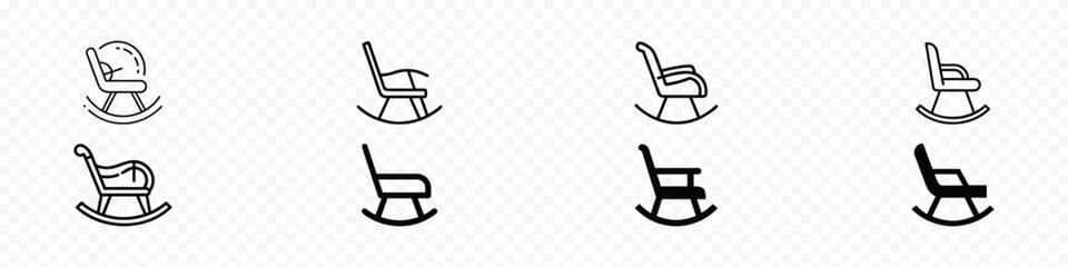 rocking chair furniture icon sign, rocking chair icon, Black Rocking chair icon isolated on white background.