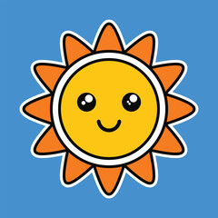Bright Sun Sticker With Simple Rays and Bold Outline for Eye catching, Cheerful Design