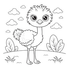 Ostrich coloring page for kids