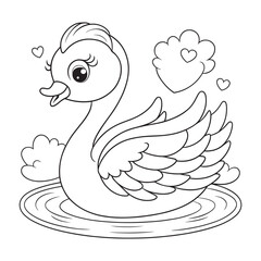 swan coloring page for kids