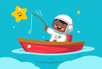 Astronaut Fishing for Stars 
